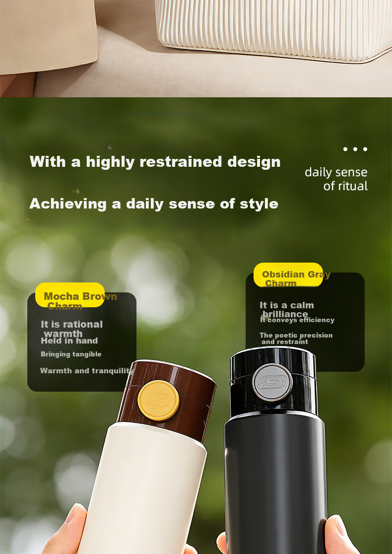 Skechers Yueyan Light Drink Cup 316 Stainless Steel Tritan Drinking Spout One-Button Flip Lid Insulated Mug Obsidian Gray 510ml 13