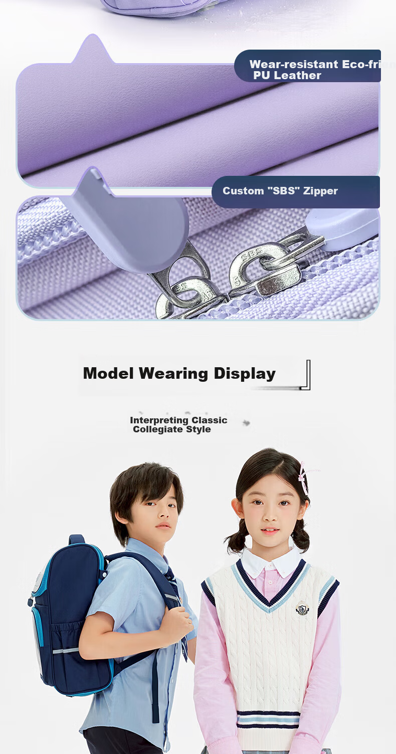 M&G Elementary School Backpack, Double Shoulder Bag with Spine Protection, Birthday Gift for Grades 1-3, British Blue 10