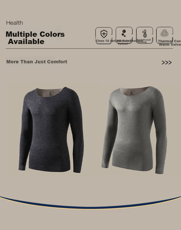 Langsha Men's Thermal Underwear 10A Antibacterial Mite-Resistant Double-Sided Fleece Autumn Shirt AB Side German Velvet Heating Base Layer Top 11