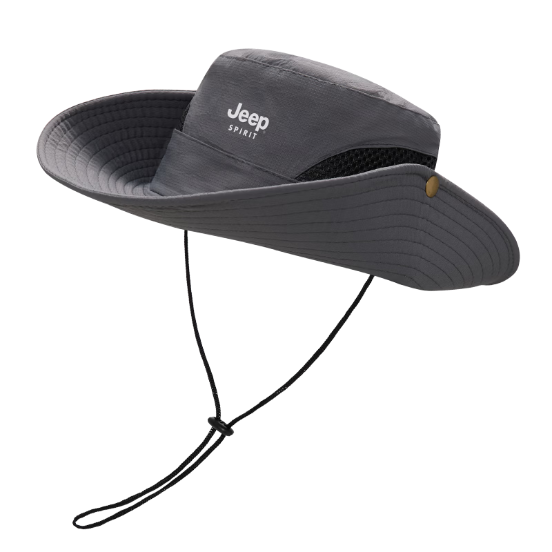 JEEP SPIRIT Men's Fisherman Hat Sunshade Cap 2026 Summer New Outdoor Breathable Women's Sun Protection Hat J30003 Light Gray
