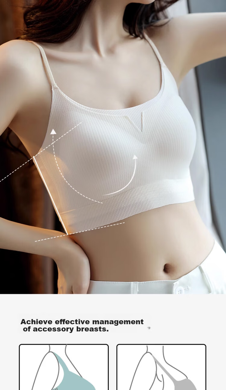 GUJIN Seamless Women's Bra, Backless Vest Style, Small Chest Push-Up, Strapless Integrated Anti-Exposure Thin Bandeau Bra 9