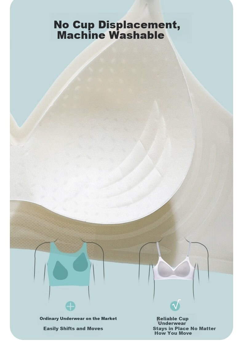 Bingxue Kapok Women's Summer Thin Cool Ice Silk Bra Seamless Back Support Anti-Sagging Small Chest Push-Up Bra 12