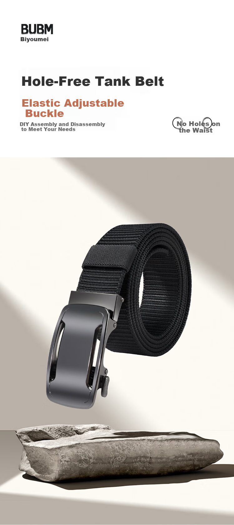 Biyoumei Men's Belt Tank II Automatic Buckle Tank Belt Business Casual Birthday Gift Men's Leather Belt 1