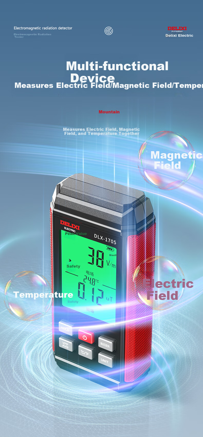 DELIXI ELECTRIC Electromagnetic Radiation Detector High-Precision High-Frequency Electromagnetic Field Microwave Radiation Tester Home Electromagnetic Detector 4