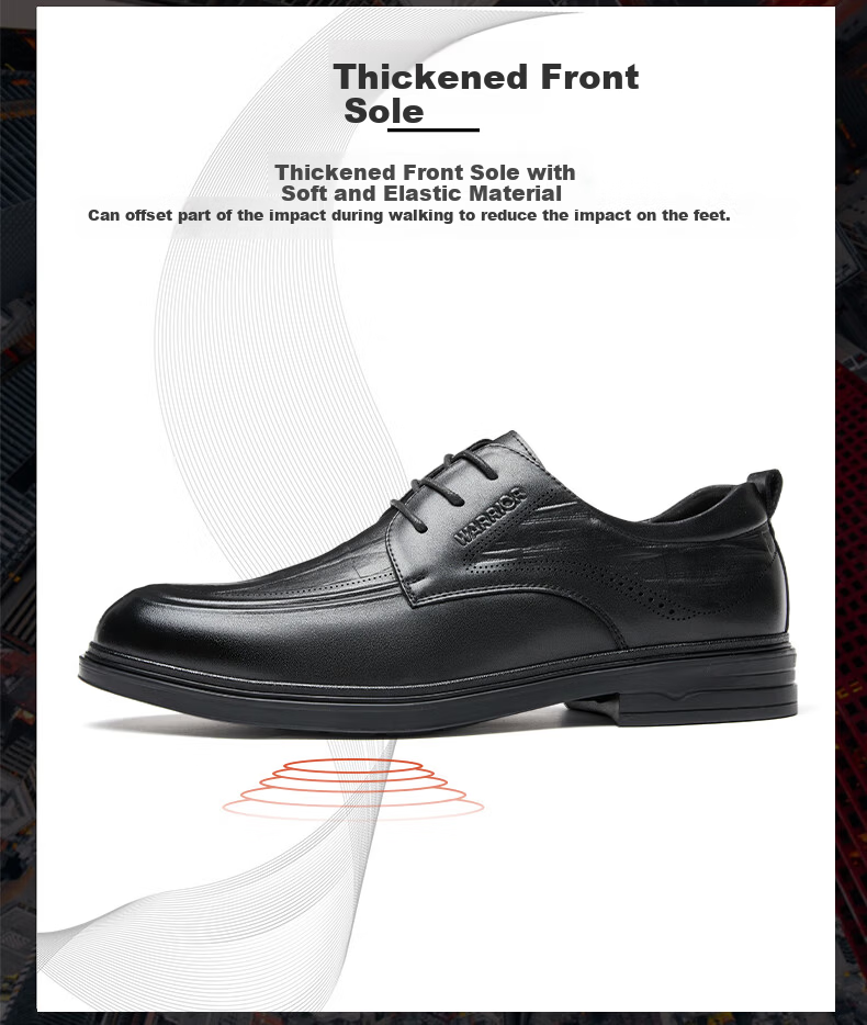Huili Men's Leather Shoes, High-Quality Business Casual Shoes with Soft Soles, Black Derby Shoes, 2155 Black, Size 43 8