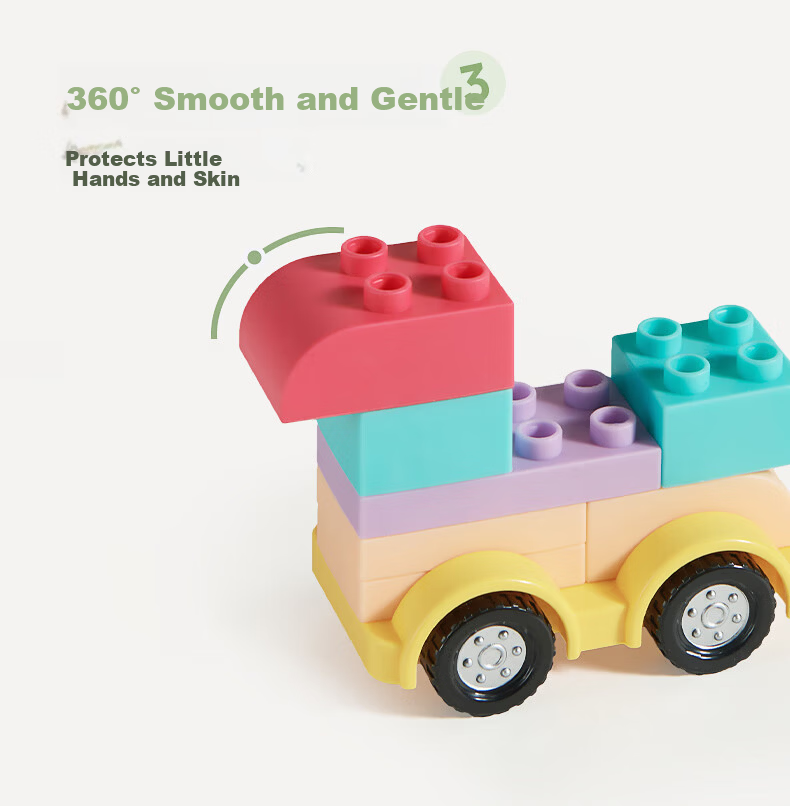 BG-BABYGO Baby Soft Silicone Building Blocks Teething Boiled 6-Month-Old Children's Assembly Toy Large Particle Blocks 5
