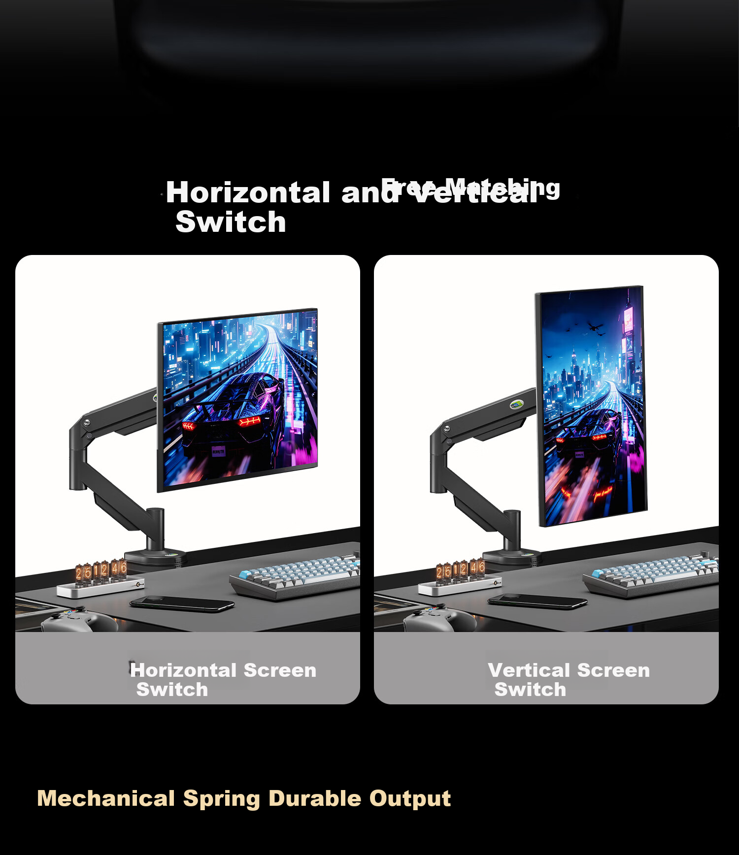KALOC Monitor Arm, Dual Monitor Stand, Mechanical Arm Display Bracket, Computer Stand, Monitor Suspension Arm, Screen Support DS200-2 4