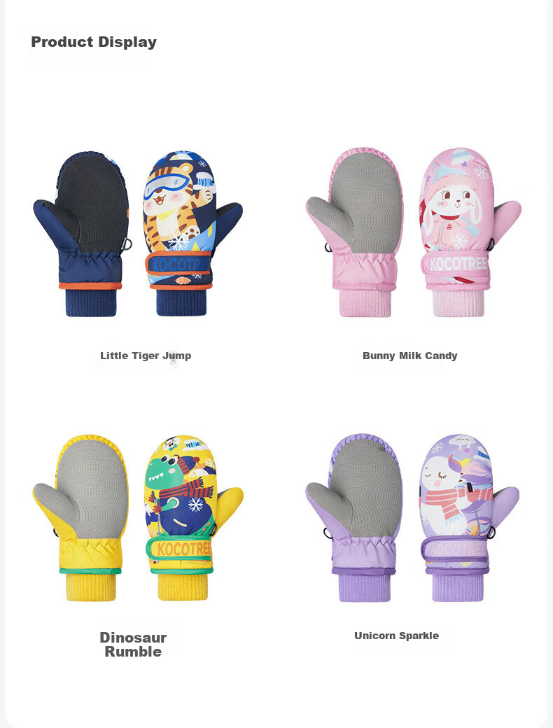Kocotree KK Tree Kids Gloves Ski Autumn Winter Boys Girls Fleece Thickened Baby Snow Play Warm Rabbit Milk Candy 12