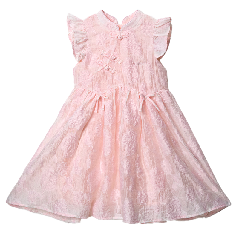 Disney Girls Summer Dress Children's Qipao Dress New Chinese Style Hanfu Pink 140