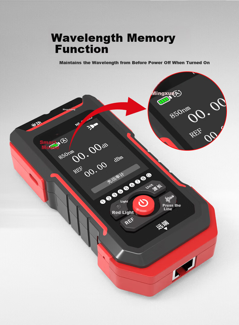 Smart Mouse NF-TH985 Optical Power Meter Red Light All-in-One Network Cable Tester High-Precision Single-Head Network Tester 6