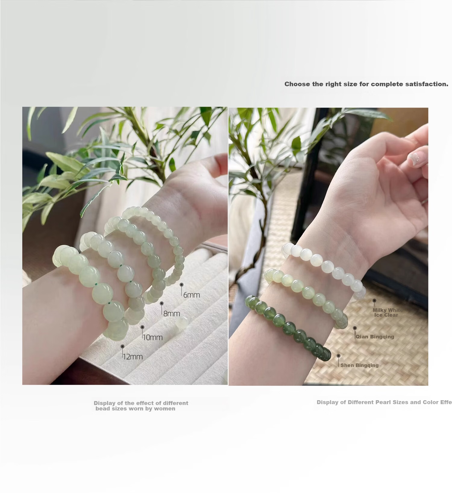 Sino Gem Hetian Jade Green Jade Beaded Bracelet for Women Natural Jade Stone Strand Anniversary Birthday Gift for Girlfriend Wife Mom 17
