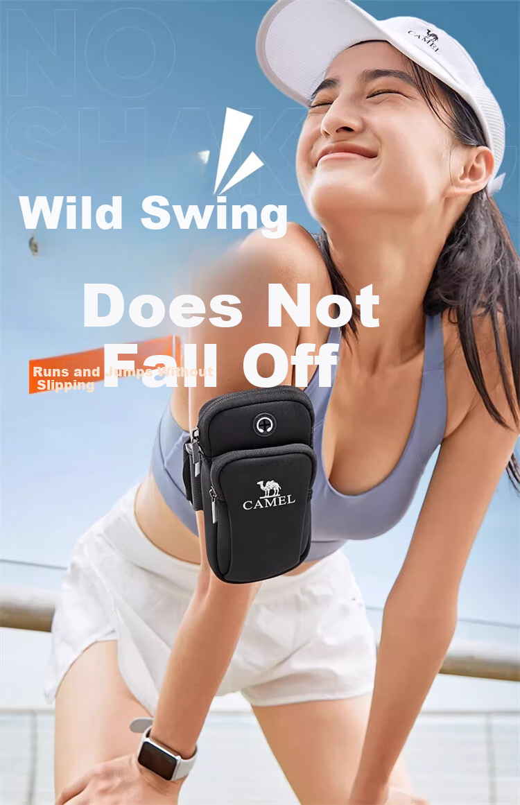 CAMEL Running Armband Phone Holder Unisex Sports Outdoor Wrist Bag Light Gray 1
