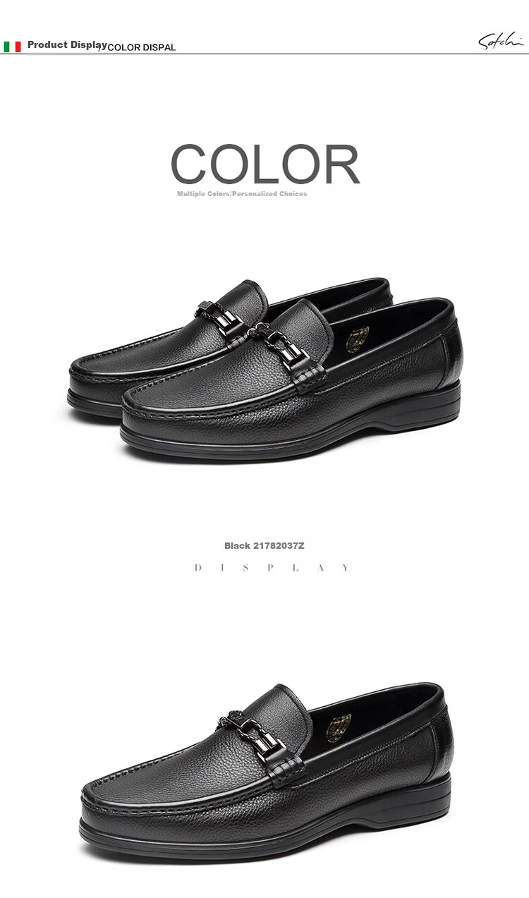 SATCHI Men's Shoes Comfortable Cushion Slip-On Business Casual Leather Shoes SATCHI Leather Shoes 40822019Z Black Size 42 3