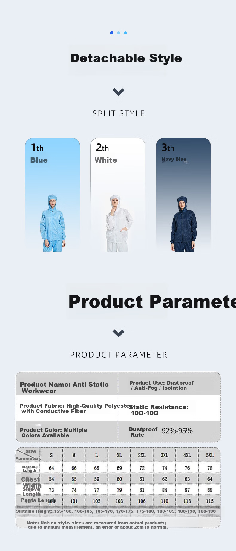Leyoubaiyi Anti-Static Cleanroom Suit White Two-Piece 4XL Purification Workwear Sterile Dustproof High-Temperature Resistant Protective Clothing 3