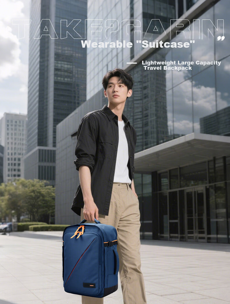 AMERICAN TOURISTER 15.6-inch Large Capacity Backpack Laptop Bag Casual Travel Bag 91G Navy Blue/Orange 1