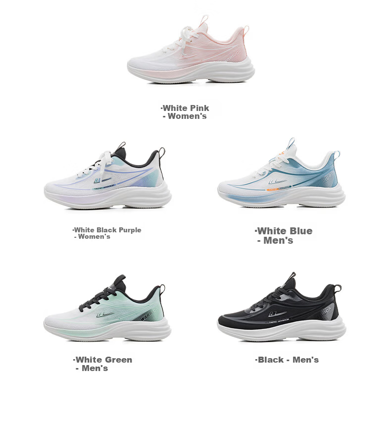 Warrior Official Women's Sports Shoes 2026 Summer New Trend Lightweight Breathable Casual Shoes White Black Purple Size 37 5