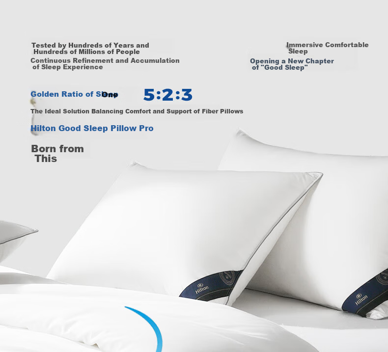 Hilton Good Sleep Pillow Pro Antibacterial Adult Cervical Neck Support Home Fiber Pillow Core 48*74cm Medium Pillow 4