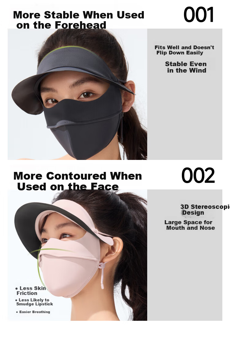 Beneunder Women's Full Face Sun Protection Swim Mask with Brim UV Protection Face Cover 26