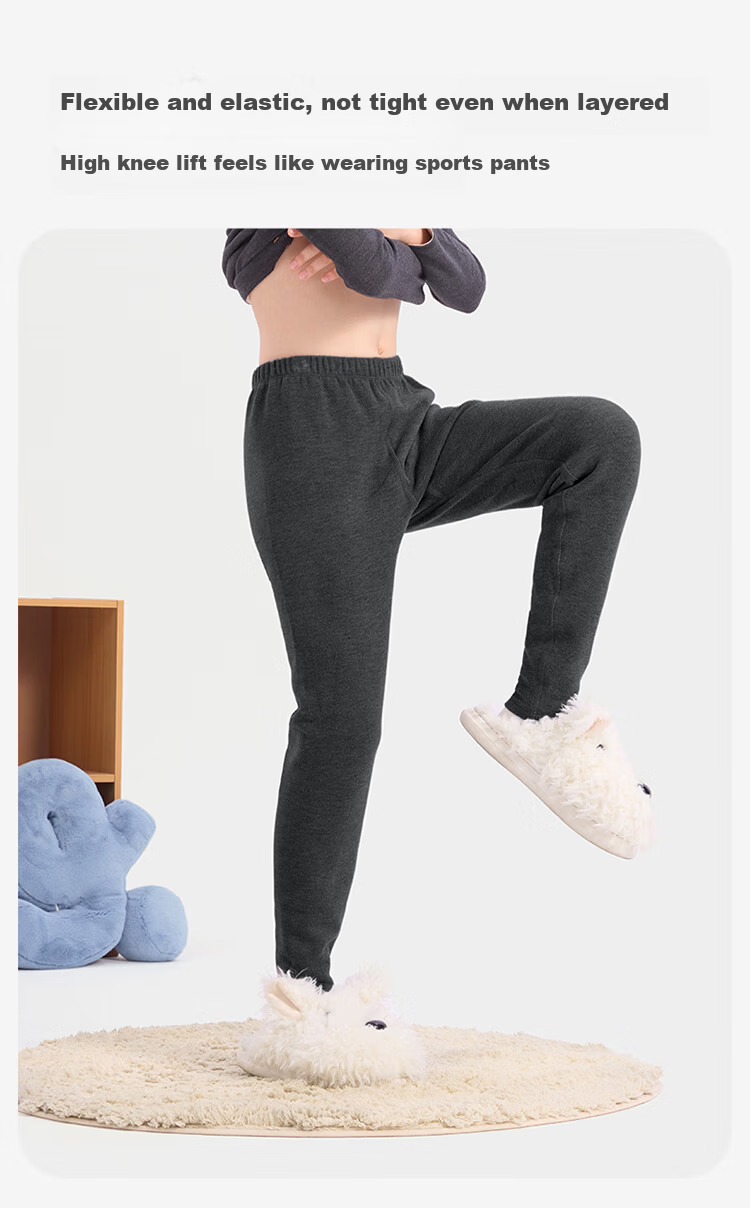 Jiusuiban Kids Thermal Pants Boys Autumn Winter Thickened Fleece Lined 7A Antibacterial Cashmere Cotton School Uniform Leggings 8