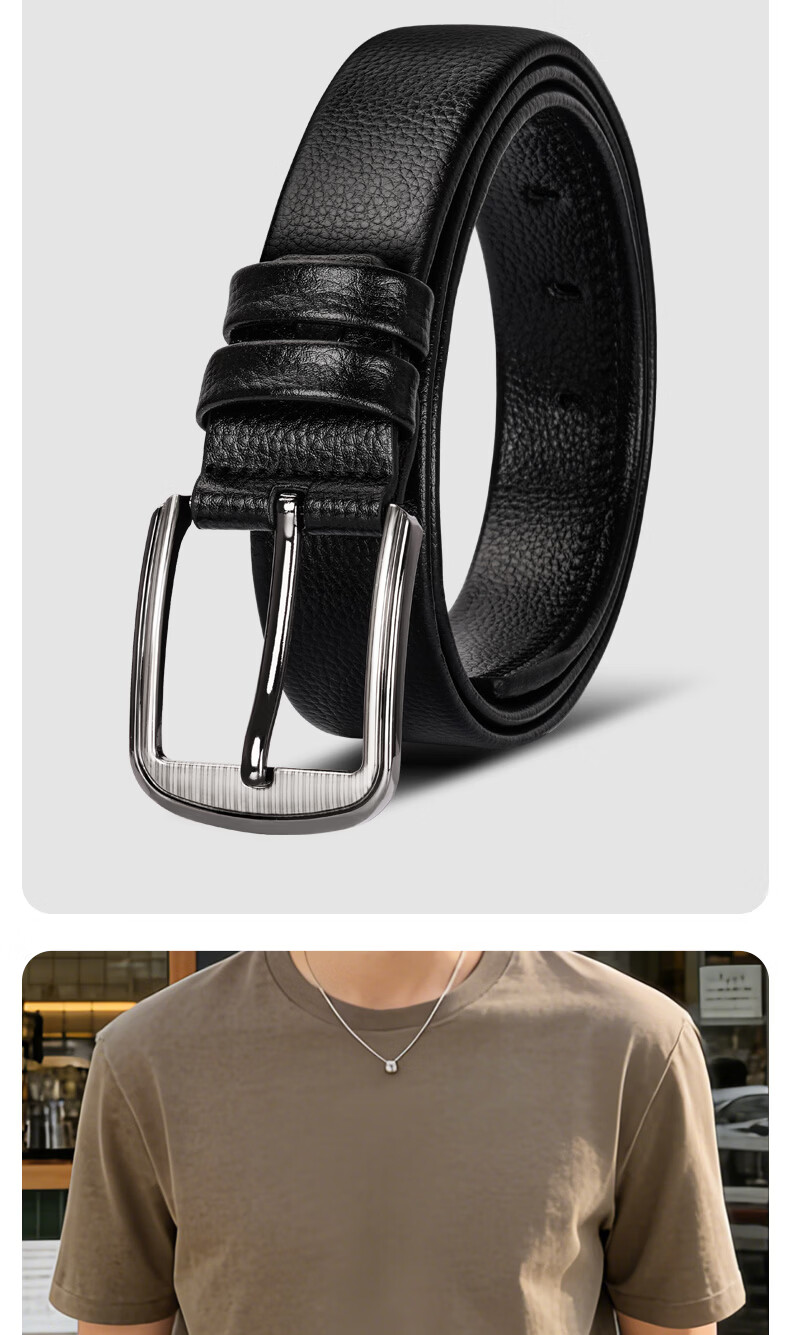 CARTELO Men's Leather Belt Casual Denim Waist Belt Simple Versatile Pin Buckle Belt Birthday Gift for Boyfriend Husband Father 8