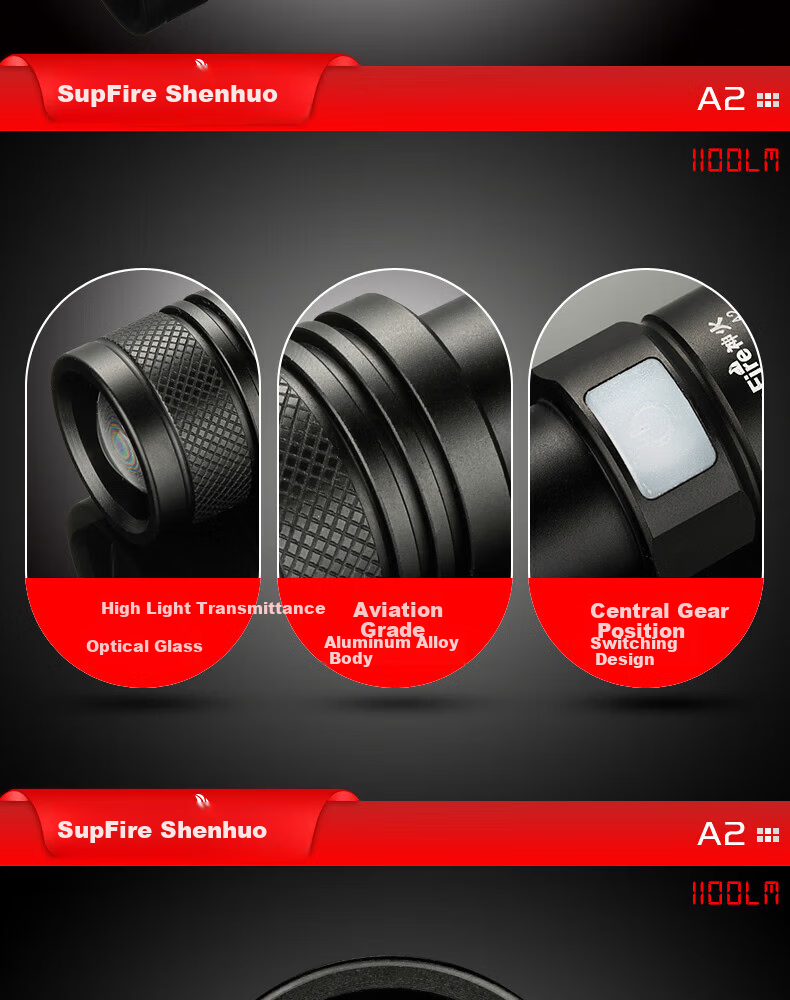SupFire Superfire Mini Flashlight A2 15W+2200mAh Built-in Battery P50 3