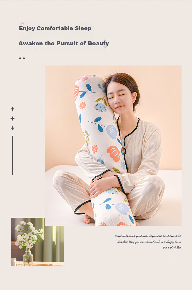 Jinhao 100% Cotton Antibacterial Candy Body Pillow Long Bolster Side Sleep Leg Hugging Pillow Removable Washable 1.1m Banxia 2