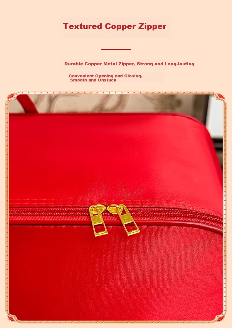 40,000 Kilometers Wedding Dowry Quilt Storage Bag Cotton Quilt Storage Bag Wedding Four-Piece Set Packaging Bag Bright Red Handbag 10