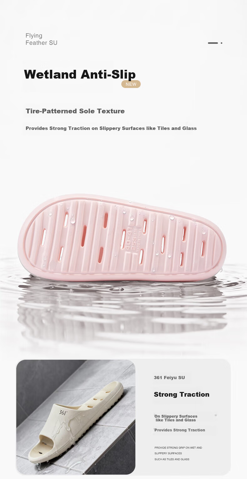 361° Feiyu SU Men's Bathroom Shower Non-Slip Water-Draining Indoor EVA Quick-Dry Soft Sole Slide Sandals 8