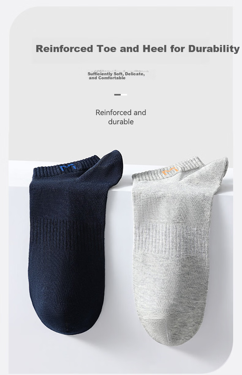 Mian Xiaonian Men's Short Cotton Socks Spring Summer [100% Pure Cotton 10A Antibacterial Deodorant] Sweat-Absorbing Breathable No-Show Socks 10 Pairs 9