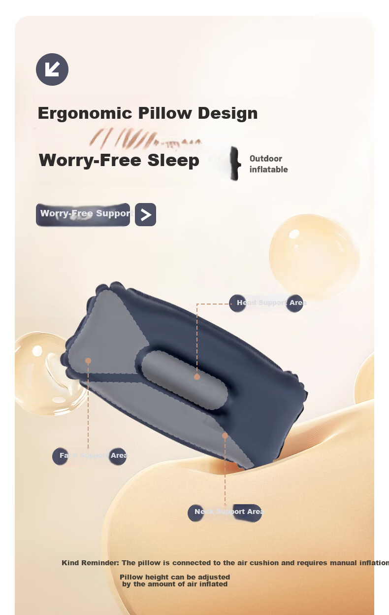 BeiJiLang Automatic Air Cushion Outdoor Inflatable Mat, Camping Ultra-Light Portable Sleeping Pad, Foot-Stepping Inflatable Belt Pillow, Floor Mat 3