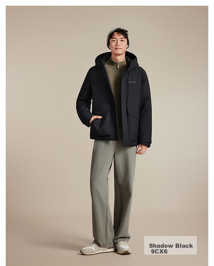 BOSIDENG 25-Year Winter Men's 90% Down Loose Casual Thickened Hooded Crew Neck Classic Casual Gift Jacket 10