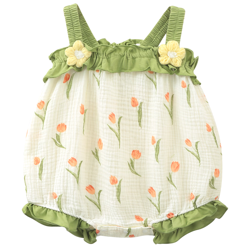 Youqi Baby Summer Romper Newborn Cute Sleeveless Bodysuit Full Moon 100 Days One-piece Pajamas
