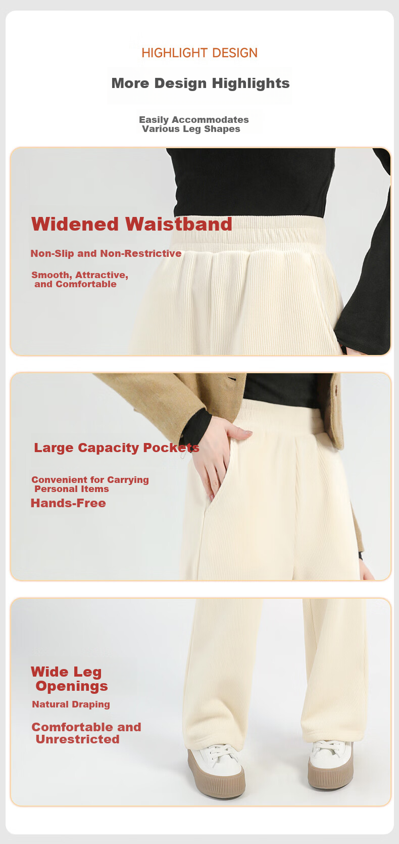 Baleno Women's Corduroy Straight-Leg Pants 2026 Autumn Winter New Thickened Fleece Warm Narrow High-Waist Wide-Leg Casual Trousers 7