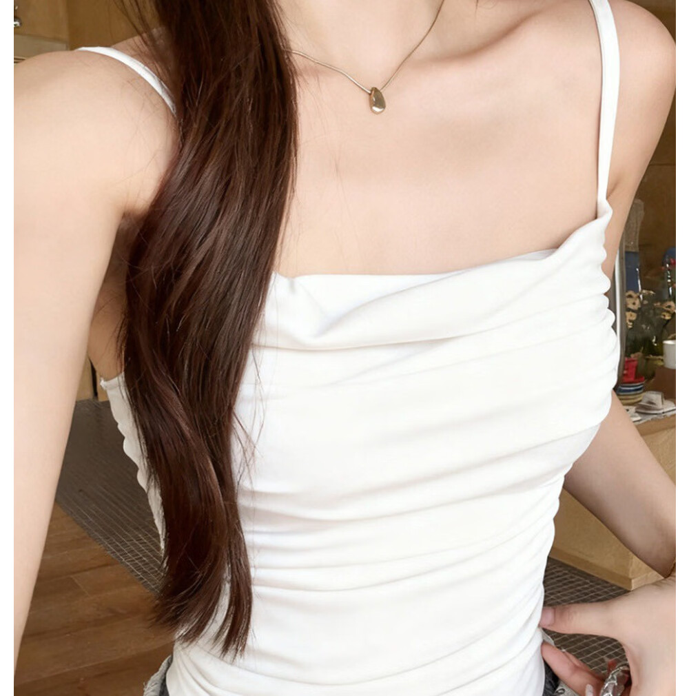 Modal Ruched Scoop Neck Padded Cami Top for Women Slim Waist Sexy Layered Outerwear 18