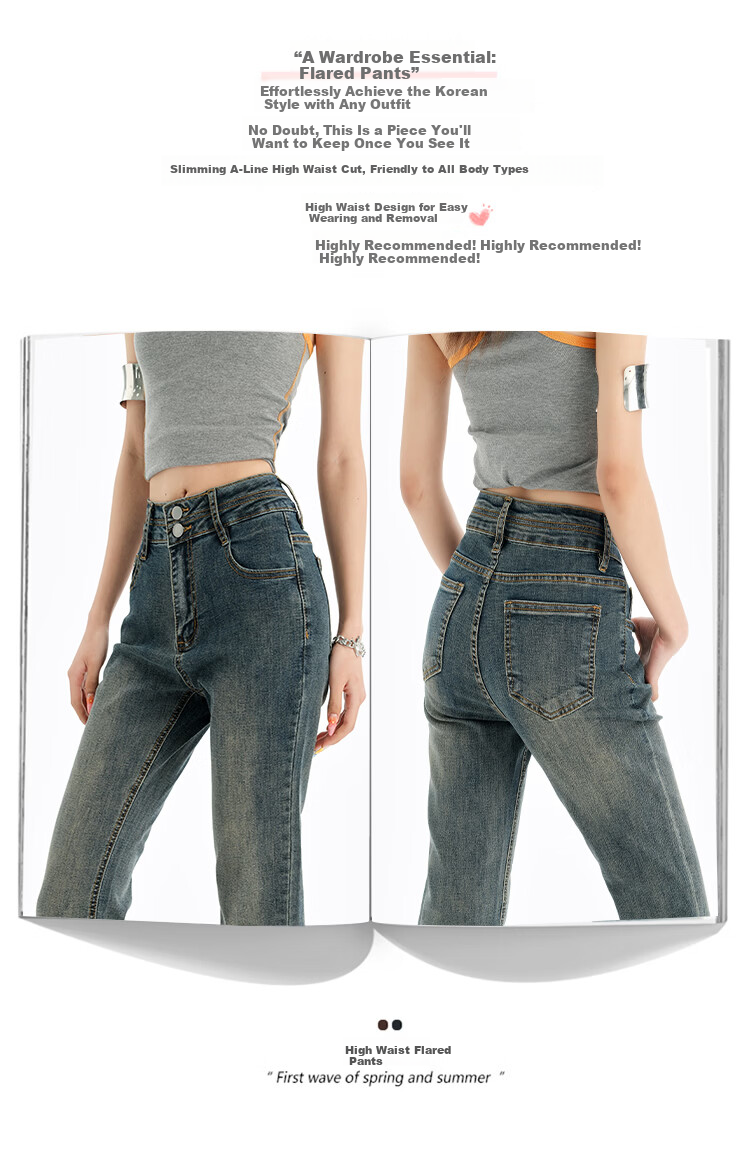 Pierre Cardin Women's Winter Denim Jeans Simple Soft Breathable Casual Slim Fit Straight Wide Leg Retro Blue M 29