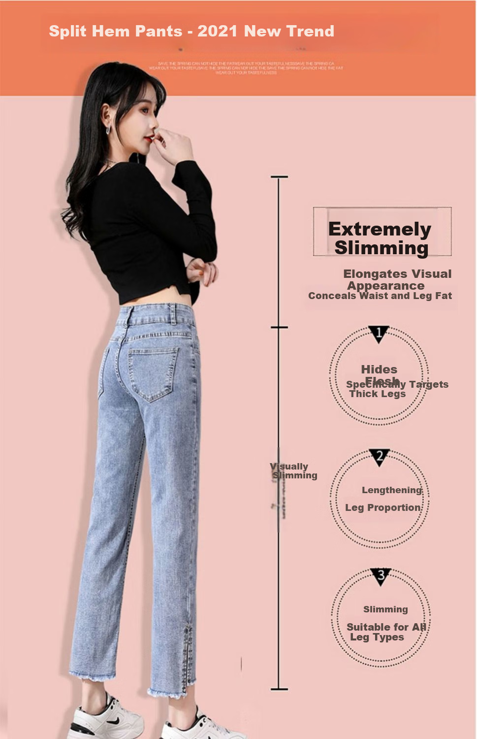Pierre Cardin Women's High-Waist Stretch Light Blue Cropped Slim Fit Jeans with Slit, Summer, Size L 5