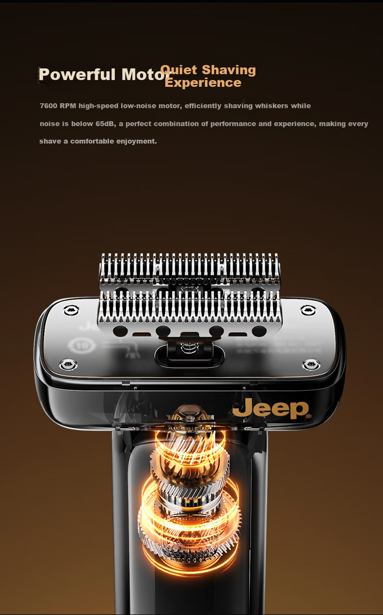 JEEP Electric Shaver Titanium-Coated Reciprocating Smooth Gear Golden Scepter Small Hammer Razor Fast Charging Head Fully Washable Gift for Dad Boyfriend Husband P3 Silver 13