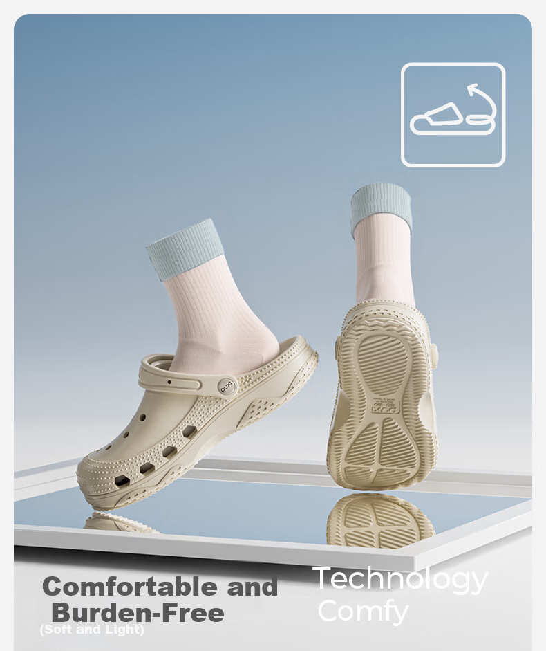 Puxijia Women's Summer Outdoor Hole Shoes Beach Sandals Non-Slip Cloud White Size 35-36 3