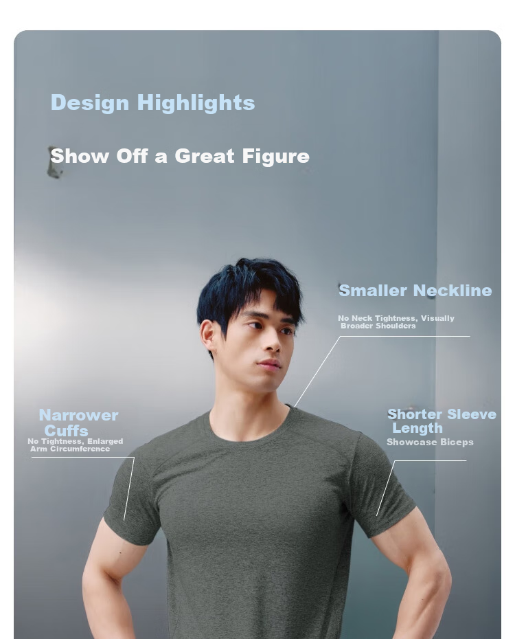 JD Jingzao Spring Summer Men's Fitness Series Sports Short Sleeve Quick-Dry Ice Silk Stretch T-Shirt Running Shirt Slate Gray 3XL 14
