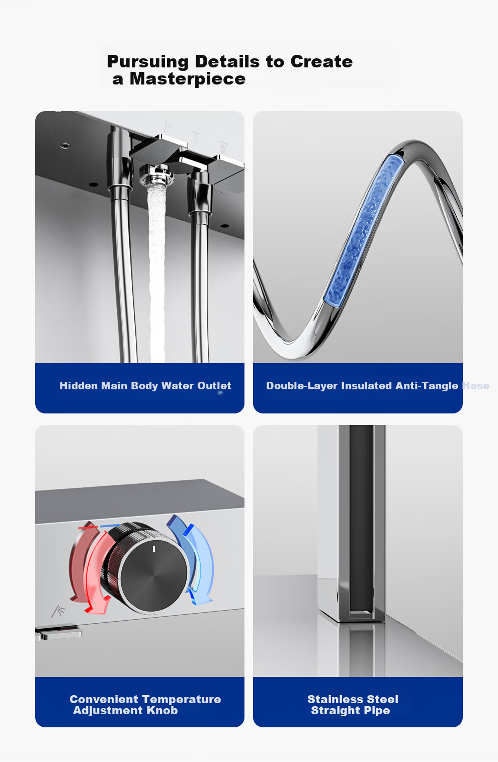 ARROW K530 Shower Set with Large Top Spray, Pressurized Multifunctional Piano Key Digital Display Handheld Shower AE34216MZCP-P 16