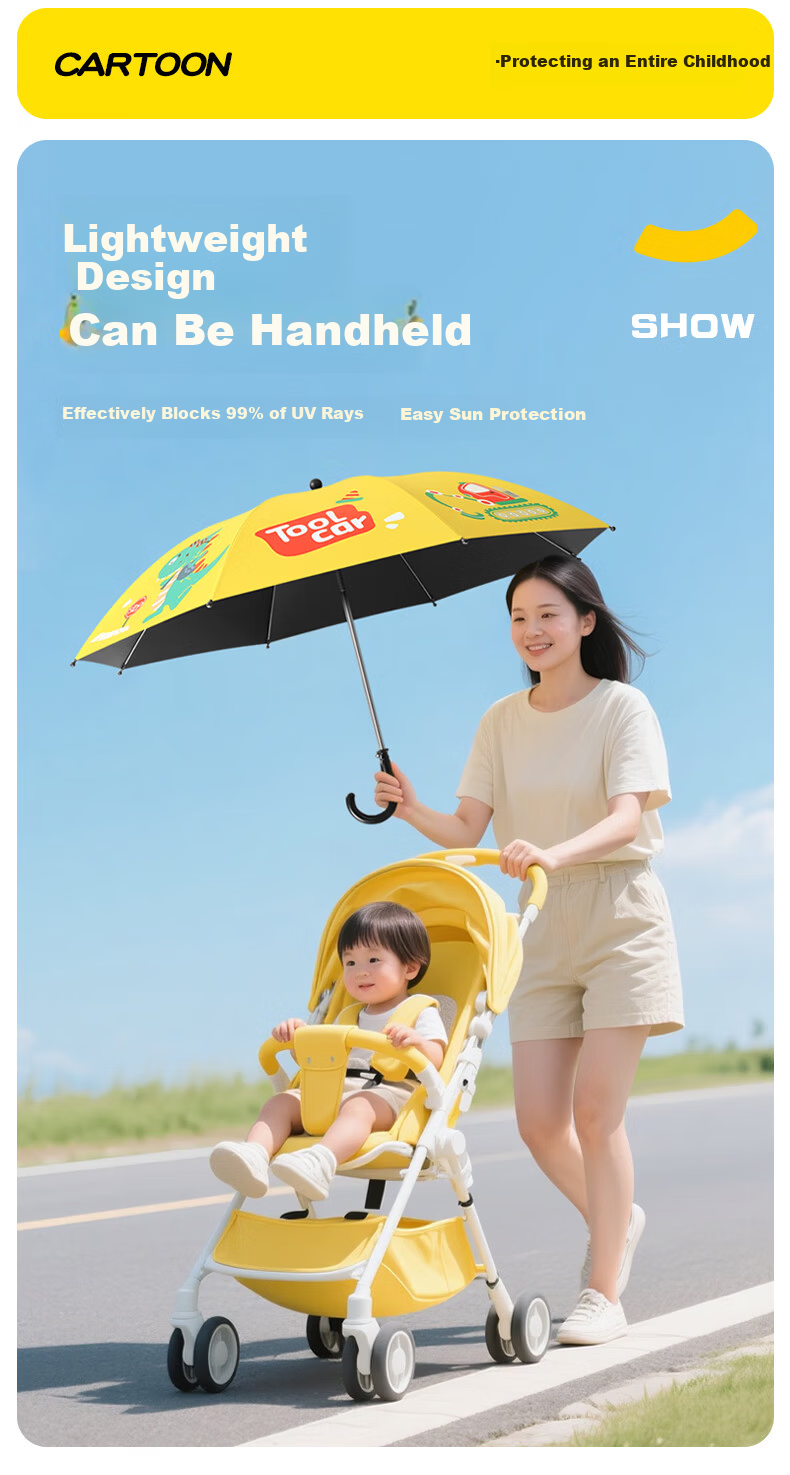 Qimai Baby Stroller Sunshade Umbrella Universal for Tricycles Pushchair Kids Umbrella Sun and Rain Protection 7
