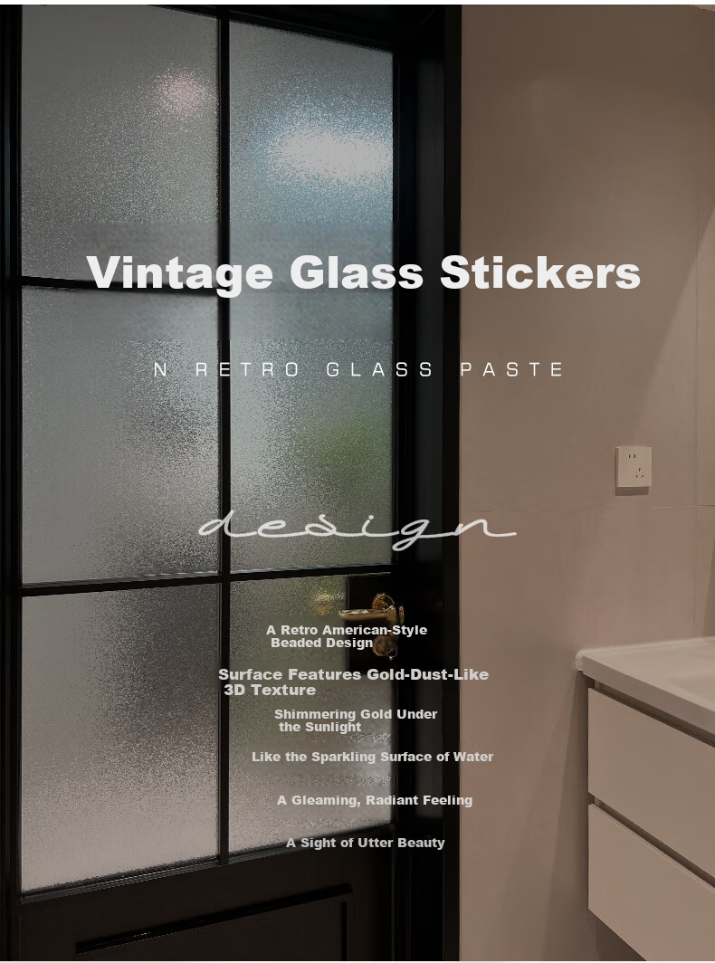 Xinuo Vintage Frosted Glass Sticker Translucent Opaque Toilet Bathroom Window Privacy Static Cling Anti-Peeping Film 1