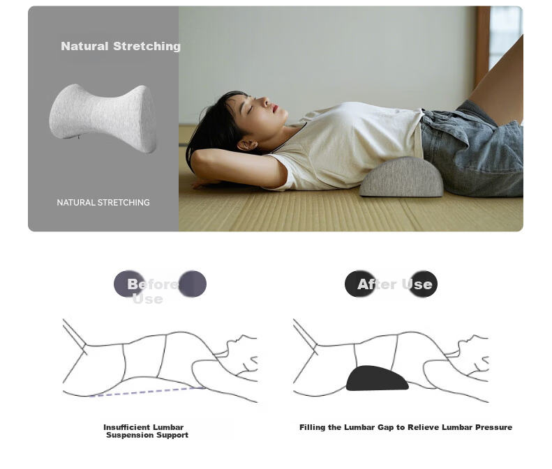 MUJI Workshop MUJI Fabric Lumbar Support Office Chair Cushion Car Lumbar Pillow Office Backrest Cushion Waist Pillow 4