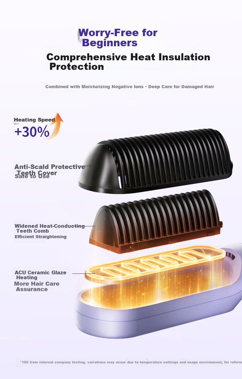 KONKA Ionic Hair Straightening Brush Fast Heating Dual-Use Straight and Curl Volumizing Styling Comb High Crown Dormitory 2-Minute Magic Gift for Girlfriend 15