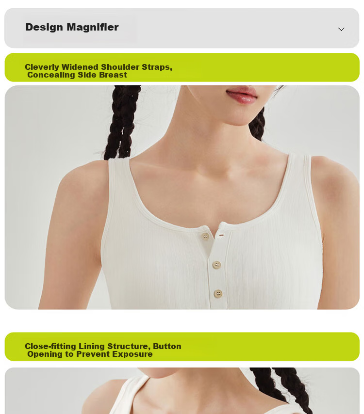 Banlian Buttoned Padded Summer Vest Tank Top for Women Outerwear Innerwear Integrated Bra Top No Bra Needed 16