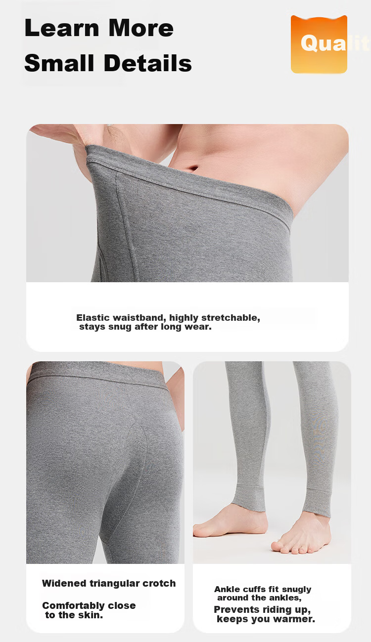 YUZHAOLIN Men's Pure Cotton Thermal Pants Autumn Antibacterial Base Layer Long Johns Full Cotton Winter Underwear 20