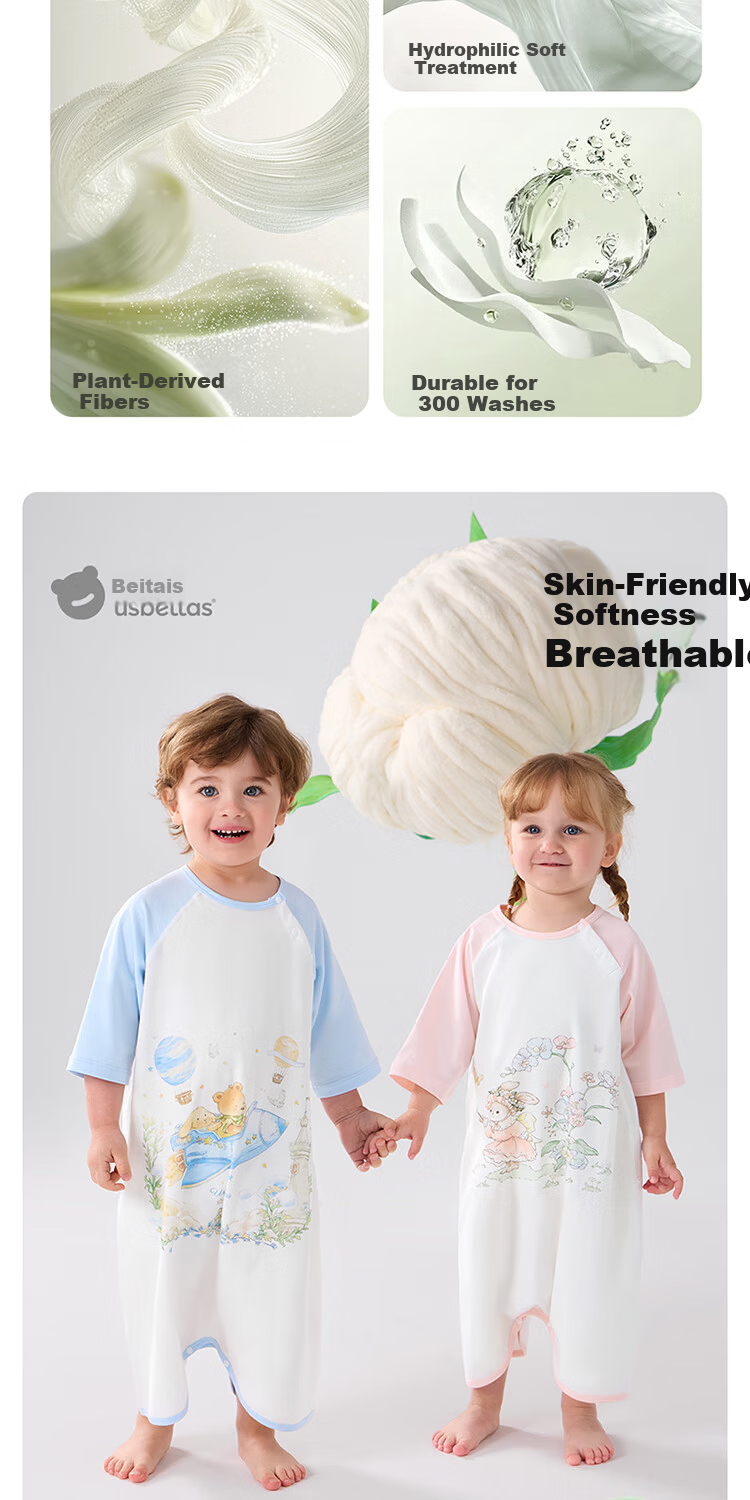 Betis Baby Clothes Pure Cotton Class A Summer New Sleep Robe Baby Pajamas Children's Nightgown All-Season Universal 4
