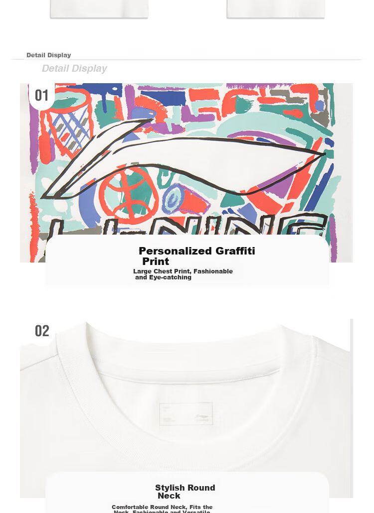 LI-NING Short Sleeve Sports T-Shirt Logo Print Summer Breathable Unisex Casual Comfortable Trendy Tee for Men 22
