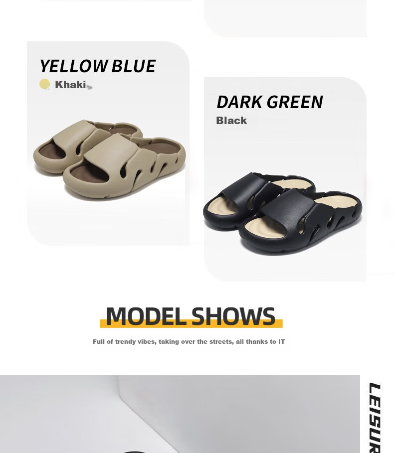 Huili Outdoor Slippers, Lightweight And Soft, Comfortable on Feet, Non-Slip Bathroom Slippers with Thick Soles, HL02161, Khaki Color, Size 40-41 4