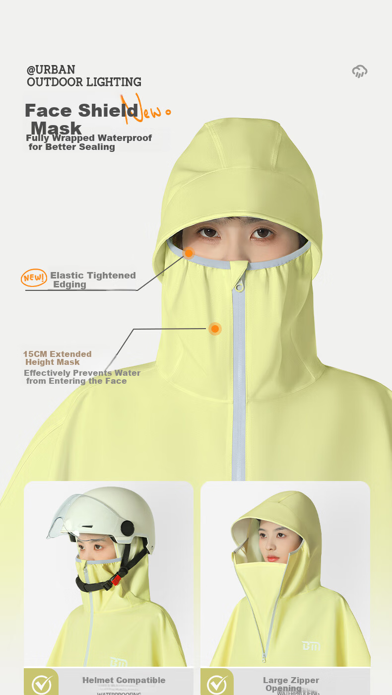 Beimei Full-Body Anti-Drift and Anti-Storm Electric Scooter Raincoat Women's Single Large Integrated Rider Rain Poncho 4